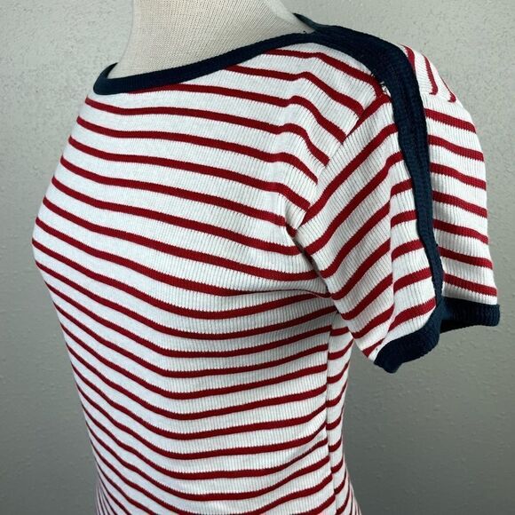 Fast Lane Sport Red Striped Short Sleeve Top Size S EUC - Picture 3 of 5